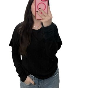 Mossimo Black Tiered Ruffle Long Sleeve Sweater Top Size Small